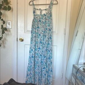 Old Navy Blue and White Smocked Maxi Dress